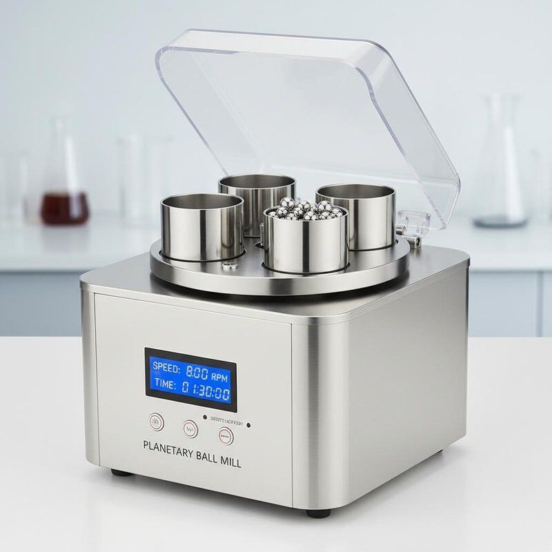 Laboratuvar Numune Öğütme İçin 1µm Nihai İncelik ve 50ml/100ml/250ml Kavanoz Hacimli Paslanmaz Çelik Gezegenli Bilyalı Değirmen