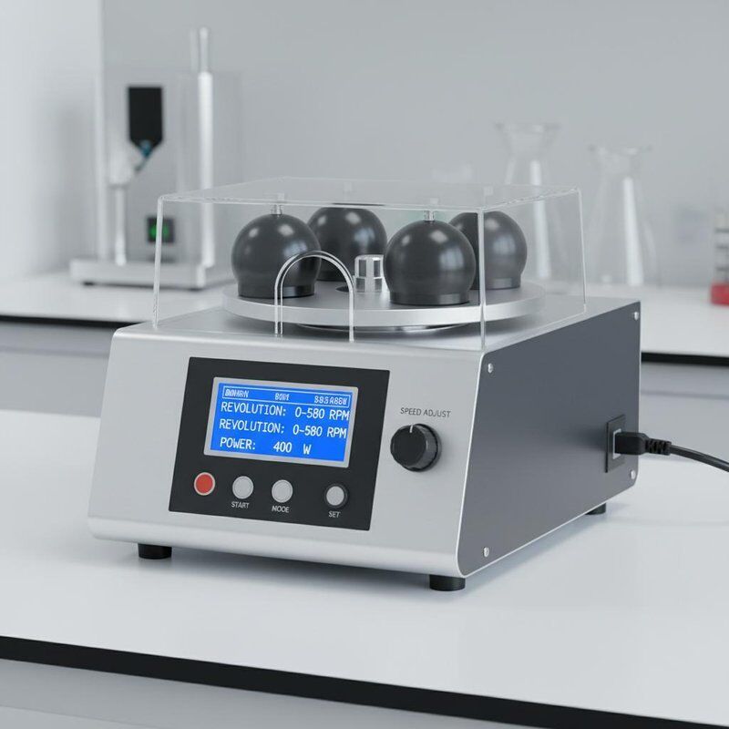 Molino de bolas planetario controlado por microcomputadora con pantalla LCD, velocidad de revolución de 0-580 RPM y potencia de motor de 400 W para procesamiento de polvo a escala de laboratorio