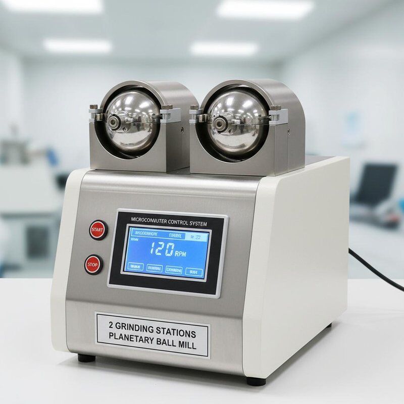 2 Estaciones de Molienda Máquina de Molino de Bolas Planetario con Control de Microcomputadora y 1200 RPM para Procesamiento de Materiales de Laboratorio