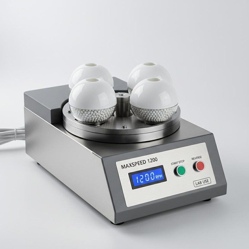 Macchinario per macinazione a sfere planetaria Maxspeed 1200 RPM con sfere di macinazione in ossido di zirconio e rotazione reversibile per uso di laboratorio