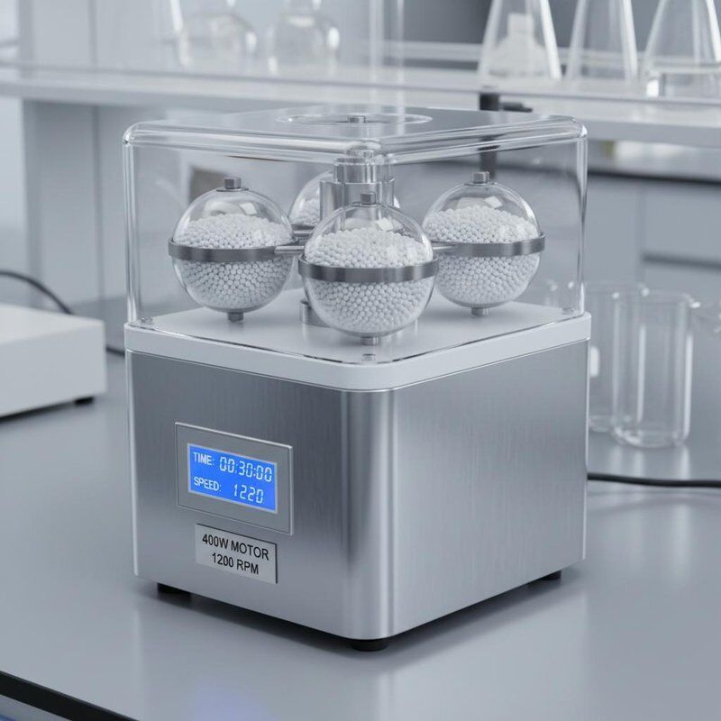 Moinho planetário de bolas com motor de 400 W e 1200 RPM para laboratório com bolas de moagem de óxido de zircônio